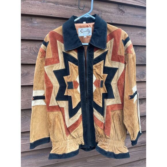 vintage SCULLY leather western Aztec Southwestern fringe ladies coat jacket size